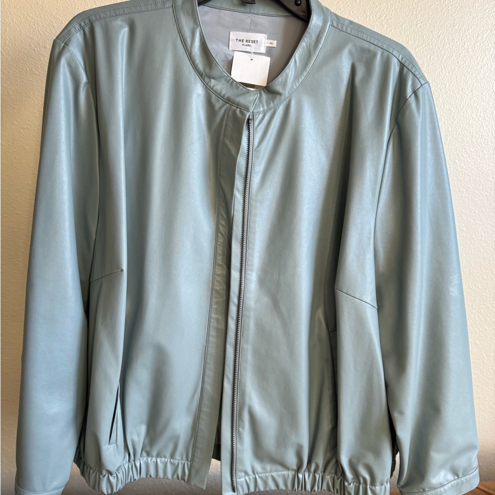 Blue Vegan Leather Jacket